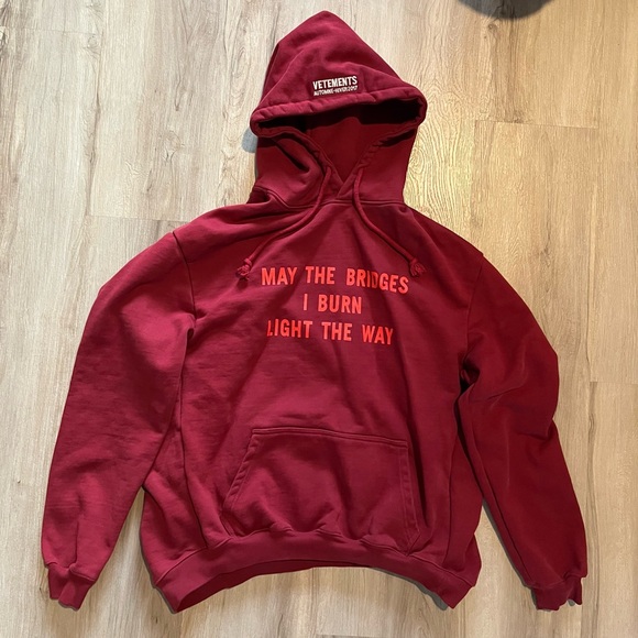Vetements 'May The Bridges I Burn Light The Way' Hoodie - Picture 1 of 10